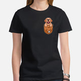 Labrador Dog Themed Clothes & Attire - Funny Canine Tee Shirts For Humans - Gifts for Dog Lovers - Cute Lab Puppy In Pocket T-Shirt - Black, Women