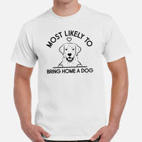 Labrador Dog Themed Clothes & Attire - Funny Canine Tee Shirts For Humans - Gifts for Dog Lovers - Most Likely Bring Home A Dog T-Shirt - White, Men