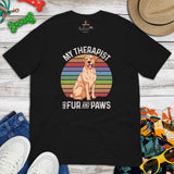 Labrador Dog Themed Clothes & Attire - Funny Canine Tee Shirts For Humans - Gifts for Dog Lovers - My Therapist Has Fur & Paws T-Shirt - Black