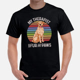 Labrador Dog Themed Clothes & Attire - Funny Canine Tee Shirts For Humans - Gifts for Dog Lovers - My Therapist Has Fur & Paws T-Shirt - Black, Men