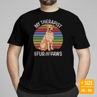 Labrador Dog Themed Clothes & Attire - Funny Canine Tee Shirts For Humans - Gifts for Dog Lovers - My Therapist Has Fur & Paws T-Shirt - Black, Plus Size