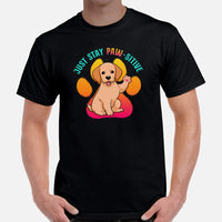 Labrador Dog Themed Clothes & Attire - Funny Canine Tee Shirts For Humans - Gifts for Dog Moms & Dads - Just Stay Paw-sitive T-Shirt - Black, Men