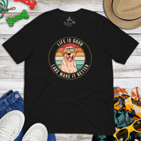 Labrador Dog Themed Clothes & Attire - Funny Canine Tee Shirts For Humans - Gifts for Dog Moms, Dads & Lovers - Life Is Good T-Shirt - Black