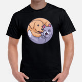 Labrador Dog Themed Clothes & Attire - Funny Canine Tee Shirts & Outfit For Humans - Gifts for Cat & Dog Lovers - Cute Yin Yang T-Shirt - Black, Men