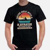 Lake Boating Wear, Apparel - Vacation Outfit, Clothes - Gift for Kayaker, Outdoorsman, Nature Lovers - Don't Mess With A Kayaker Tee - Black, Men