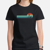 Lake Boating Wear, Apparel - Vacation Outfit, Clothes - Gift Ideas for Kayaker, Outdoorsman, Dog & Nature Lovers - Retro SUP T-Shirt - Black, Women