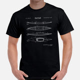 Lake Boating Wear, Apparel - Vacation Outfit, Clothes - Gift Ideas for Kayaker, Outdoorsman, Nature Lovers - Retro Kayak Pattern Tee - Black, Men