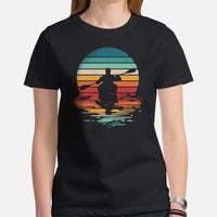 Lake Boating Wear, Apparel - Vacation Outfit, Clothes - Gift Ideas for Kayaker, Outdoorsman, Nature Lovers - Vintage Kayaking T-Shirt - Black, Women