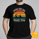 Lake Wear, Apparel - Vacation Outfit, Clothes - Gift for Kayaker, Outdoorsman, Nature Lovers - Vintage Kayak And Dog Kinda Day Tee - Black, Plus Size