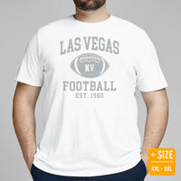 Las Vegas Est.1960 T-Shirt - Football Fanatic Vintage Graphic Shirt: Ideal Gifts for Football Fans & Supporters - Retro Game Day Shirt - White, Plus Size
