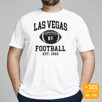 Las Vegas Est.1960 T-Shirt - Football Fanatic Vintage Graphic Shirt: Retro Style, Ideal Gifts for Football Fans - Game Day Shirt - White, Plus Size