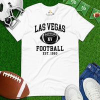 Las Vegas Est.1960 T-Shirt - Football Fanatic Vintage Graphic Shirt: Retro Style, Ideal Gifts for Football Fans - Game Day Shirt - White