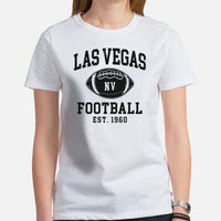 Las Vegas Est.1960 T-Shirt - Football Fanatic Vintage Graphic Shirt: Retro Style, Ideal Gifts for Football Fans - Game Day Shirt - White, Women