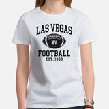 Las Vegas Est.1960 T-Shirt - Football Fanatic Vintage Graphic Shirt: Retro Style, Ideal Gifts for Football Fans - Game Day Shirt - White, Women