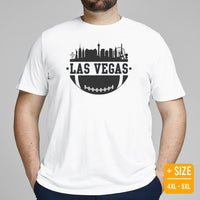 Las Vegas Skyline Football Fanatic Vintage Graphic T-Shirt: Gift Ideas for Him & Her, Football Fans - Retro Style Game Day Shirt - White, Plus Size