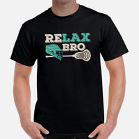 Funny Lacrosse Shirt - Game Day Shirt - Gift for Lacrosse Player & Coach - Lacrosse T-Shirt - Lax Dad Shirt - Vintage Relax Bro T-Shirt - Black, Men