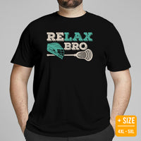 Funny Lacrosse Shirt - Game Day Shirt - Gift for Lacrosse Player & Coach - Lacrosse T-Shirt - Lax Dad Shirt - Vintage Relax Bro T-Shirt - Black, Plus Size