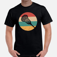 Lax T-Shirt & Clothing - Lacrosse Gifts for Coach & Players - Ideas for Guys, Men & Women - 80s Retro Lacrosse Sticks Themed T-Shirt - Black, Men