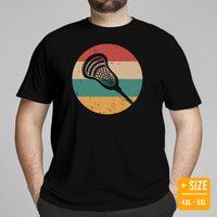 Lax T-Shirt & Clothing - Lacrosse Gifts for Coach & Players - Ideas for Guys, Men & Women - 80s Retro Lacrosse Sticks Themed T-Shirt - Black, Plus Size