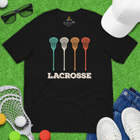 Funny Lacrosse Shirt - Game Day Shirt - Gift for Lacrosse Player & Coach - Lacrosse Mom T-Shirt - Lax Dad Shirt - Vintage Lacrosse T-Shirt - Black