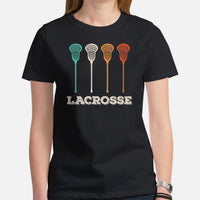 Funny Lacrosse Shirt - Game Day Shirt - Gift for Lacrosse Player & Coach - Lacrosse Mom T-Shirt - Lax Dad Shirt - Vintage Lacrosse T-Shirt - Black, Women