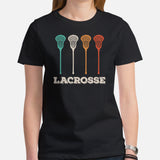 Funny Lacrosse Shirt - Game Day Shirt - Gift for Lacrosse Player & Coach - Lacrosse Mom T-Shirt - Lax Dad Shirt - Vintage Lacrosse T-Shirt - Black, Women