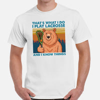 Funny Lacrosse Shirt - Game Day Shirt - Gift for Lacrosse Player & Coach - Lacrosse T-Shirt - Lax Shirt - I Play Lacrosse & Know Things Tee - White, Men
