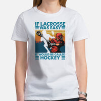 Lax T-Shirt & Clothting - Lacrosse Gifts for Coach & Players - Ideas for Guys, Men & Women - Funny It Would Be Called Hockey Tee - White, Women