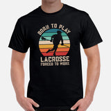 Lax T-Shirt & Clothting - Lacrosse Gifts for Coach & Players - Ideas for Guys, Men & Women - Vintage Born To Play Lacrosse Tee - Black, Men
