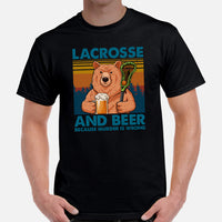 Funny Lacrosse Shirt - Beershirt - Game Day Shirt - Gift for Lacrosse Player, Coach - Lacrosse T-Shirt - Beer Because Murder Is Wrong Shirt - Black, Men