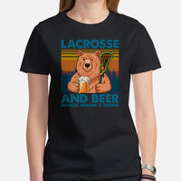 Funny Lacrosse Shirt - Beershirt - Game Day Shirt - Gift for Lacrosse Player, Coach - Lacrosse T-Shirt - Beer Because Murder Is Wrong Shirt - Black, Women