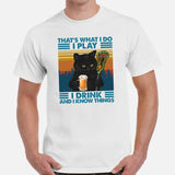 Lax T-Shirt - Lacrosse Gifts for Coach & Players, Cat Lovers - Ideas for Guys, Men & Women - Funny I Play I Drink And I Know Things Tee - White, Men
