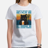 Lax T-Shirt - Lacrosse Gifts for Coach & Players, Cat Lovers - Ideas for Guys, Men & Women - Funny I Play I Drink And I Know Things Tee - White, Women