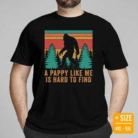 Camping & Hiking Shirt - Presents, Gift Ideas for Campers & Hikers - Bigfoot Sasquatch Tee Shirt - A Pappy Like Me Is Hard To Find T-Shirt - Black, Large Size for Overweight
