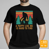 Camping & Hiking Shirt - Presents, Gift Ideas for Campers & Hikers - Bigfoot Sasquatch Tee Shirt - A Pappy Like Me Is Hard To Find T-Shirt - Black, Large Size for Overweight