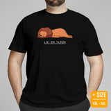 Lion T-Shirt - Lie On Floor Sarcastic Shirt - Panthera Leo, Big Wild Cat, King of Beasts Tee - Gift for Lion & Wildlife Animal Lovers - Black, Plus Size