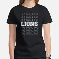 Lions T-Shirt - Lion T-Shirt - Lion Tshirt - Game Day Shirt - Football Tee - Funny Football Shirt - Gift for Football Fan, Coach & Player - Black, Women