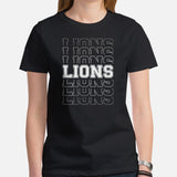 Lions T-Shirt - Lion T-Shirt - Lion Tshirt - Game Day Shirt - Football Tee - Funny Football Shirt - Gift for Football Fan, Coach & Player - Black, Women