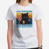 Lumberjack Shirt - Gift for Logger, Carpenter, Cat Lover - Logging Outfit, Clothes - Axe Throwing & Bourbon Because Murder Is Wrong Tee - White, Women