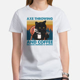 Lumberjack Shirt - Gift for Logger, Carpenter, Cat Lover - Logging Outfit, Clothes - Axe Throwing & Coffee Because Murder Is Wrong Tee - White, Women