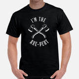 Lumberjack T-Shirt - Gift for Logger, Carpenter, Axe Thrower - Logging, Axe Throwing, Carpentry Outfit, Clothes - I'm The Axe-Pert Tee - Black, Men