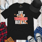 Lumberjack T-Shirt - Gift for Logger, Carpenter, Axe Thrower - Logging, Axe Throwing Outfit - Funny Eat Sleep Throw Axes Repeat Tee - Black