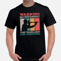 Lumberjack T-Shirt - Gift for Logger, Carpenter, Axe Thrower - Logging, Carpentry Clothes - May Start Talking About Axe Throwing Tee - Black, Men