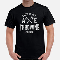 Lumberjack T-Shirt - Gift for Logger, Carpenter, Axe Thrower - Logging, Carpentry Outfit, Clothes - This Is My Axe Throwing Shirt Tee - Black, Men