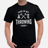 Lumberjack T-Shirt - Gift for Logger, Carpenter, Axe Thrower - Logging, Carpentry Outfit, Clothes - This Is My Axe Throwing Shirt Tee - Black, Men