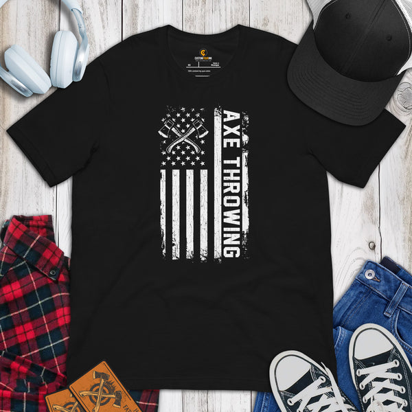 Lumberjack T-Shirt - Gift for Logger, Carpenter, Axe Thrower - Logging, Hatchet Axe Throwing, Carpentry Outfit - Retro Axe Throwing Tee - Black