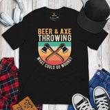 Lumberjack T-Shirt - Gift for Logger, Carpenter, Beer Lover - Logging Outfit, Clothes - Beer And Axe Throwing What Could Go Wrong Tee - Black