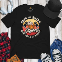 Lumberjack T-Shirt - Gift for Logger, Carpenter, Beer Lover - Logging Outfit, Clothes - Beer And Sharp Objects What Could Go Wrong Tee - Black