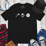 Lumberjack T-Shirt - Gift for Logger, Carpenter, Beer Lover - Logging Outfit, Clothes - Happiness Is Simply Beer And Axe Throwing Tee - Black