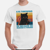 Lumberjack T-Shirt - Gifts for Loggers, Carpenters, Cat Lovers - Logging Outfit, Clothes - Axe Throwing Because Murder Is Wrong Tee - White, Men